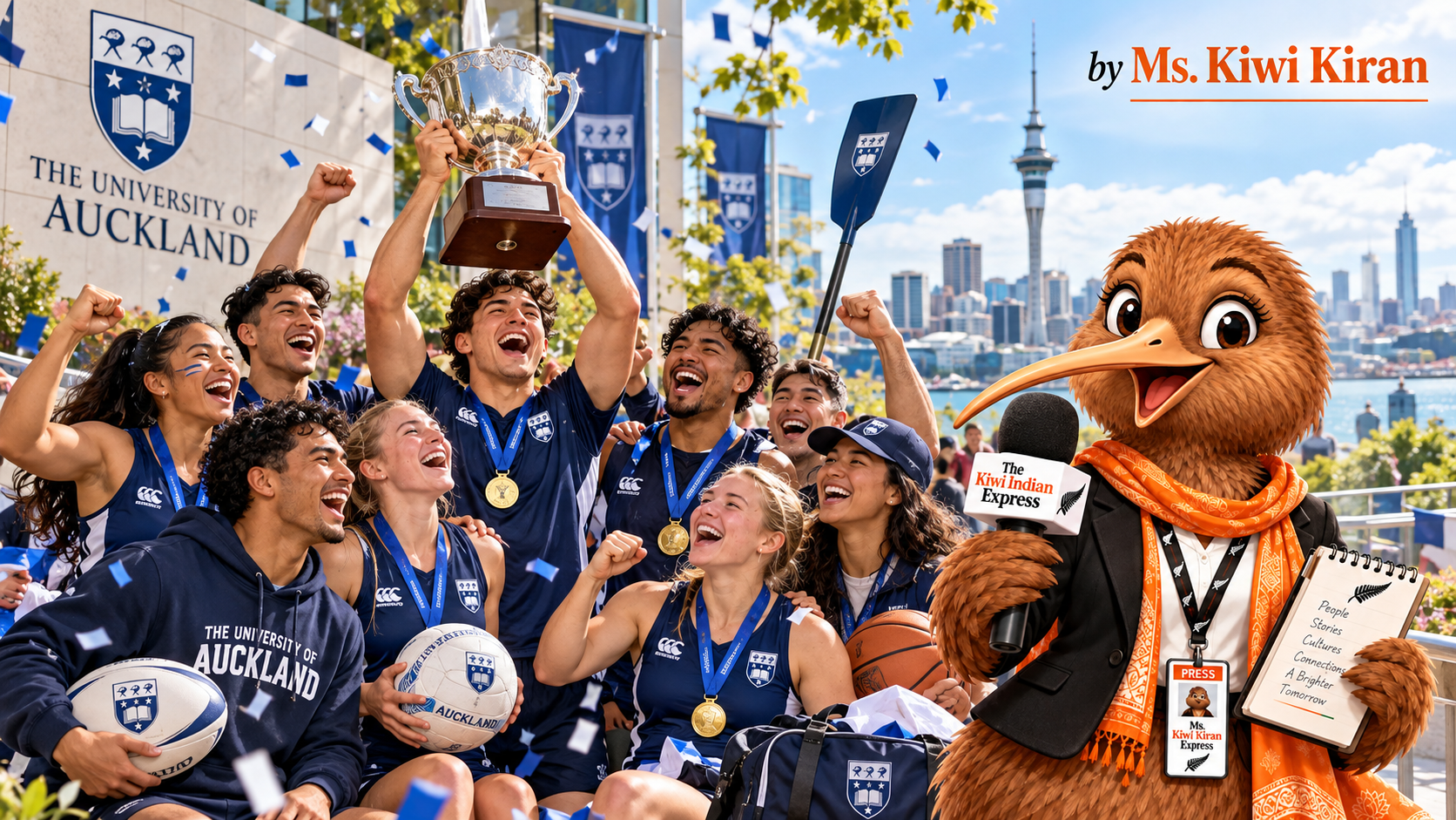 Auckland Victory Celebration with Ms. Kiwi Kiran University of Auckland celebrates national tertiary sporting title