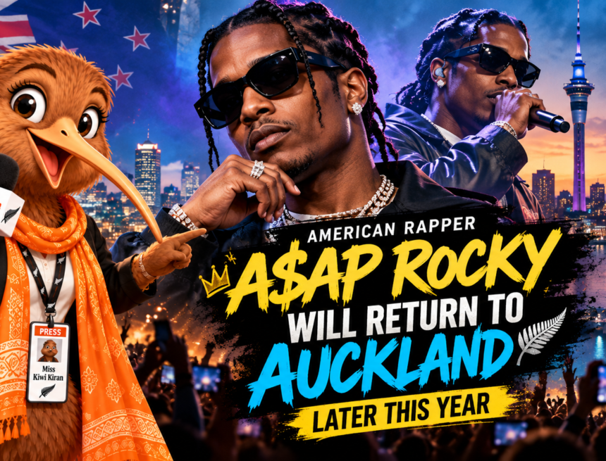 Miss Kiwi Kiran Announces A$AP Rocky in Auckland American rapper A$AP Rocky will return to Auckland later this year